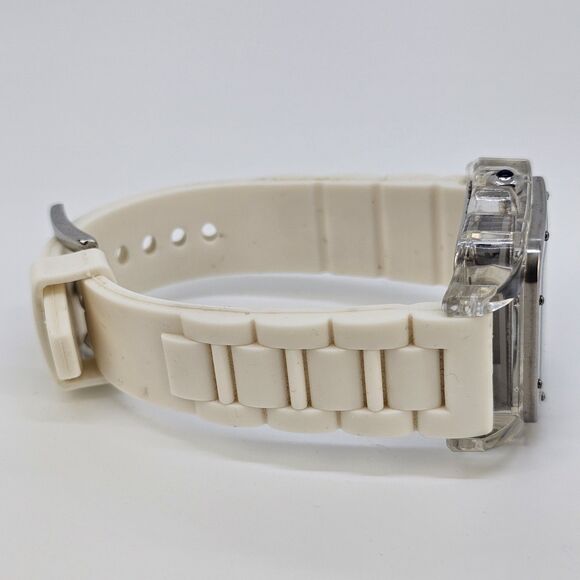35MM Women's‎ Square Watch White Dial White Plastic Bands New Battery - Picture 8 of 11